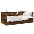 vidaXL Daybed With Drawers Without Mattress Smoked Oak 75X190 cm Small Single