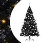 vidaXL Artificial Pre-lit Christmas Tree with White Balls Black 180 cm PVC
