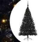 vidaXL Artificial Pre-lit Christmas Tree with Black Balls Black 180 cm PVC