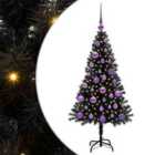 vidaXL Christmas Tree with 150 LEDs, Lilac Balls with Stand Black 120 cm PVC