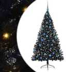 vidaXL Artificial Pre-lit Christmas Tree with Blue Balls Black 180 cm PVC