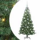 vidaXL Christmas Tree with 150 LEDs, White Balls with Stand Green 120 cm PVC