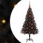 vidaXL Christmas Tree with 150 LEDs, Red Balls with Stand Black 120 cm PVC