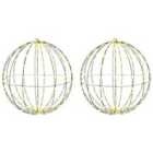 vidaXL Ball with 384 LEDs 2 pcs Warm white 60 cm Metal