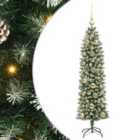 vidaXL Artificial Slim Christmas Tree with Gold Balls Green and white 150 cm