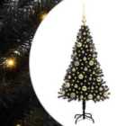 vidaXL Christmas Tree with 150 LEDs, Gold Balls with Stand Black 120 cm PVC