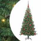 vidaXL Christmas Tree with 150 LEDs, Red Balls with Stand Green 120 cm PVC