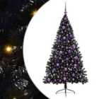vidaXL Artificial Pre-lit Christmas Tree with Lilac Balls Black 180 cm PVC