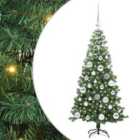 vidaXL Christmas Tree with 150 LEDs, Silver Balls with Stand Green 120 cm PVC