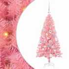vidaXL Christmas Tree with 150 LEDs, Silver Balls with Stand Pink 120 cm PVC