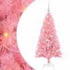 vidaXL Christmas Tree with 150 LEDs, White Balls with Stand Pink 120 cm PVC