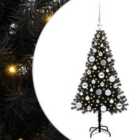 vidaXL Christmas Tree with 150 LEDs, Silver Balls with Stand Black 120 cm PVC
