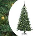 vidaXL Christmas Tree with 150 LEDs, Black Balls with Stand Green 120 cm PVC