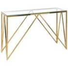 Beliani Console Table WESO Tempered Glass Gold