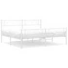 vidaXL Metal Bed Frame Without Mattress With Footboard White 193X203cm