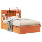 vidaXL Bed Frame Without Mattress Wax Brown 120X190 cm Small Double Solid Wood Pine