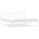 vidaXL Metal Bed Frame Without Mattress With Headboard White 183X213cm