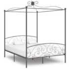vidaXL Canopy Bed Frame Grey Metal 180x200 cm 6FT Super King