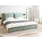 Beliani Bed Velvet BAJONNA 180 x 200 cm (EU Super King) Mint Green