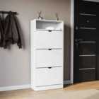 Vida Designs 3 Drawer Shoe Cabinet With Shelf, White
