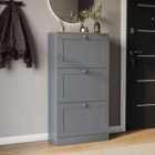 Vida Designs 3 Drawer Shoe Cabinet, Grey & Oak