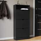 Vida Designs 3 Drawer Shoe Cabinet With Shelf, Black