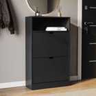 Vida Designs 2 Drawer Shoe Cabinet With Shelf, Black