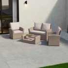 Garden Vida Mylor 4 Seater Rattan Set, Natural