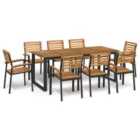 vidaXL 9 Piece Garden Dining Set Solid Wood Acacia and Metal