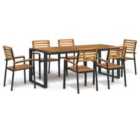vidaXL 7 Piece Garden Dining Set Solid Wood Acacia and Metal