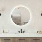 AICA 700x700mm Round LED Bathroom Mirror With Bluetooth And Anti-Fog Demister Pad Modern Backlit 3 Colors Temperature, Illuminated Mirror IP44 Waterproof, Touch Sensor, Wall Mounted