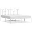 Vidaxl Metal Bed Frame With Headboard White 180X200 Cm Super King