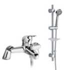 Nes Home Chrome Bath Filler Shower Mixer Tap and Slider Rail Handset Kit