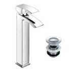 Nes Home Nexa Waterfall Chrome High Rise Basin Mono Mixer Tap with Waste
