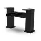 Nes Home Waterfall Dual Lever Deck Mounted Matte Black Bath Filler Tap