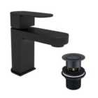 Nes Home Kento Matte Black Cloakroom Mono Basin Mixer Tap with Waste