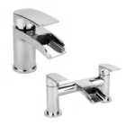 Nes Home Corry Waterfall Chrome Bath Filler Mixer and Basin Mono Tap