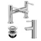 Nes Home Blossom Chrome Bath Filler Tap and Basin Mono Tap with Waste