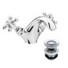 Nes Home Traditional Chrome Basin Mixer Tap with Waste