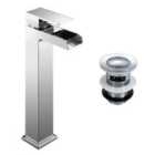 Nes Home Waterfall Chrome Tall Basin Mono Mixer Tap with Waste