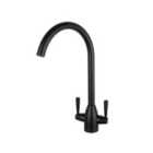 Nes Home Dual Lever Matte Black Kitchen Mixer Tap with Swivel Spout