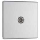BG Screwless Flat Plate Single Socket For TV or FM Co-Axial Aerial Connection - Brushed Steel