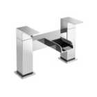 Nes Home Waterfall Dual Lever Deck Mounted Chrome Bath Filler Tap