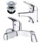 Nes Home Elford Chrome Bath Filler Tap and Basin Mono Mixer with Waste