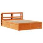 vidaXL Bed Frame With Headboard Wax Brown 120X190 cm Small Double Solid Wood Pine