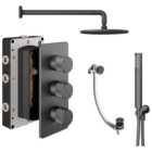 Melbury Pro Recessed 3 Outlet Round Mixer Shower Includes Shower Valve, Shower Head, Shower Handset & Bath Waste - Matt Anthracite