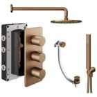 Hadleigh Recessed 3 Outlet Round Mixer Shower Includes Shower Valve, Shower Head, Shower Handset & Bath Waste - Brushed Bronze