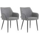 Dining Chair In Velvet Grey 2 Pack