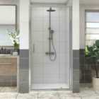 Heizmann Chrome Pivot Shower Enclosure Door 1000mm with 1000x1000mm SMC Shower Tray White