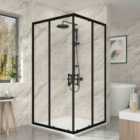 Heizmann 1000x1000x1900mm Square Shower Enclosures Black with SMC Shower Tray White